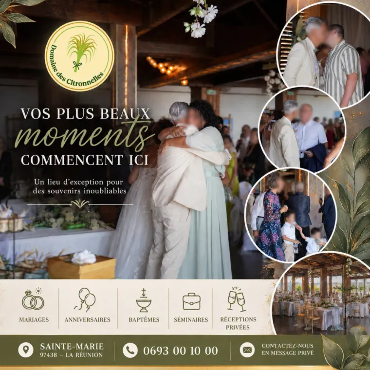 Location de salle pour mariage à Saint-André, Sainte-Marie, Domaine des Citronnelles